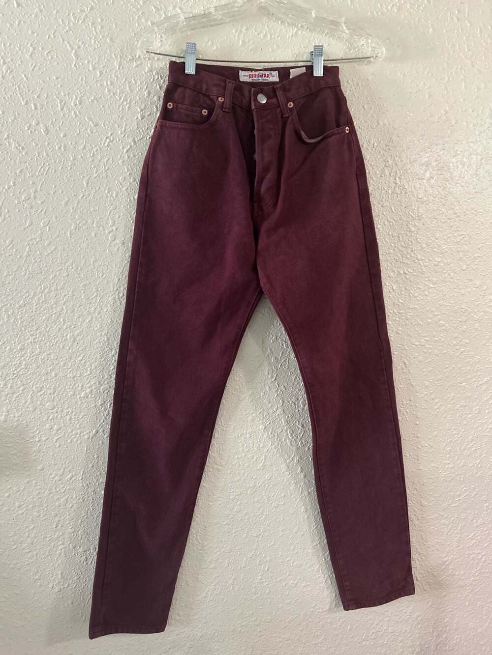 Vintage Big Star Frisco Button Fly Jeans Size 26 Burgundy